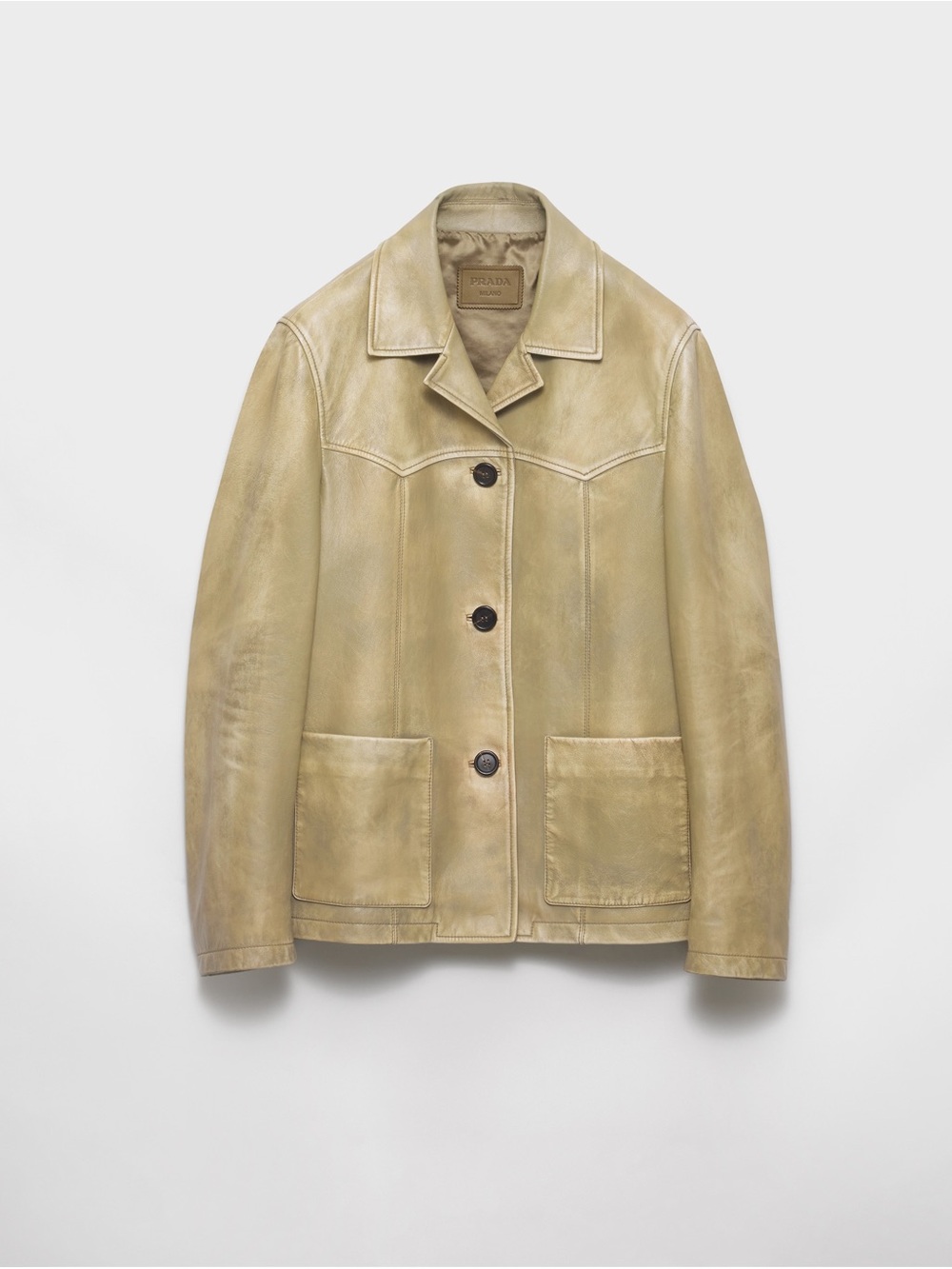 Prada Beige Leather Button-Front Jacket